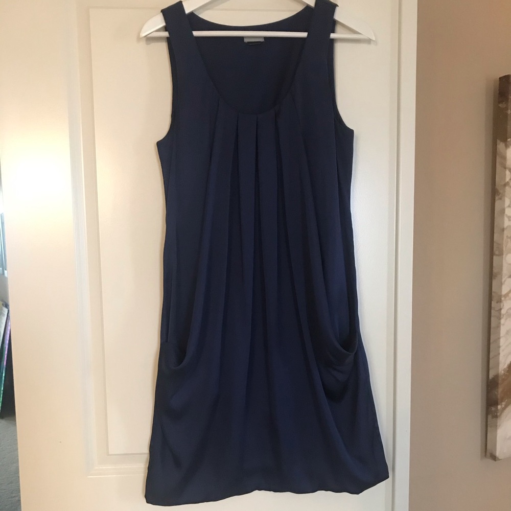 Cute dark blue satin fabric dress.